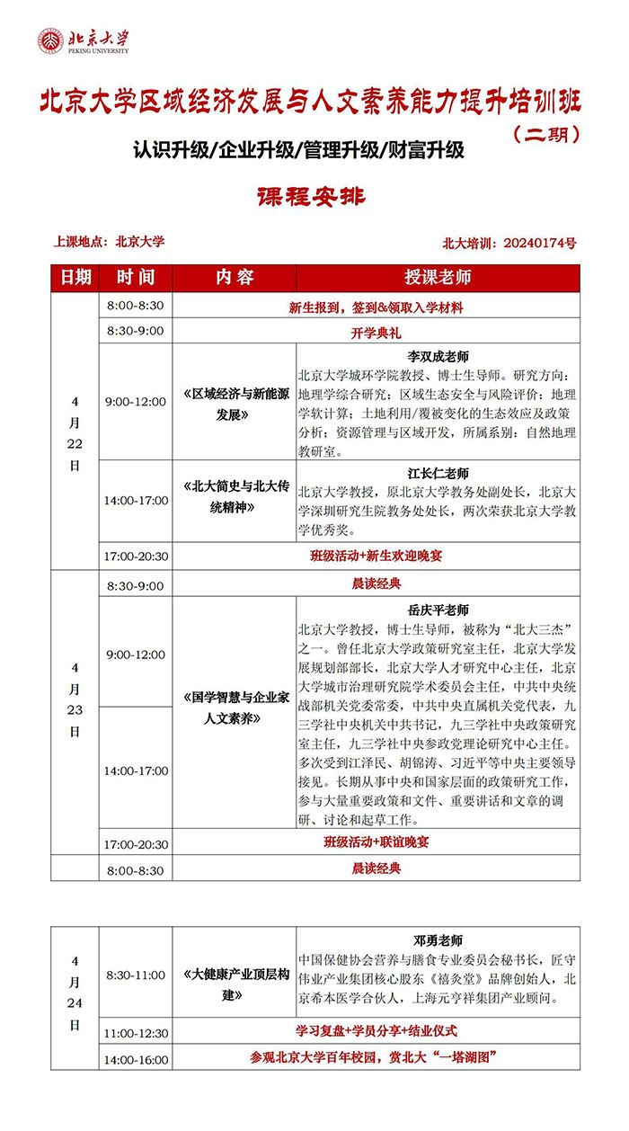 北大区域经济发展与人文素养二期4月22-24