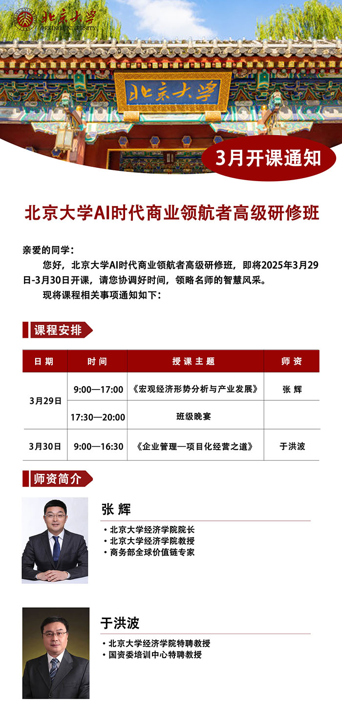 北大AI时代商业领航者3月29课表
