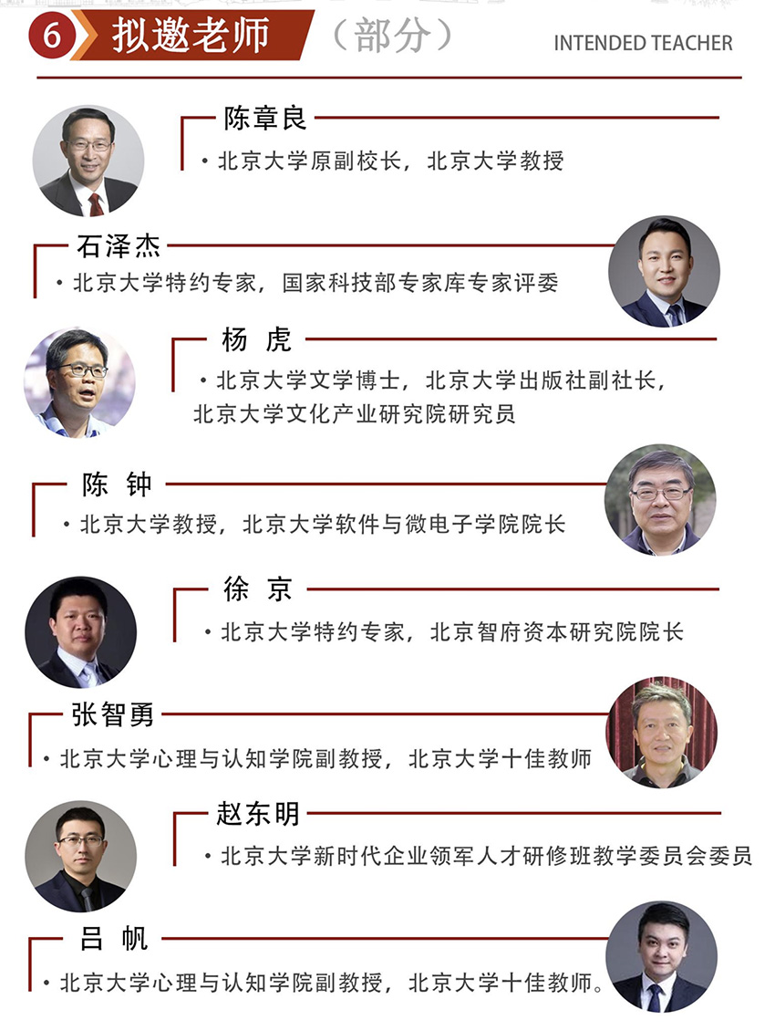 北京大学新时代领军人才研修班师资 北京大学新时代领军人才研修班师资
